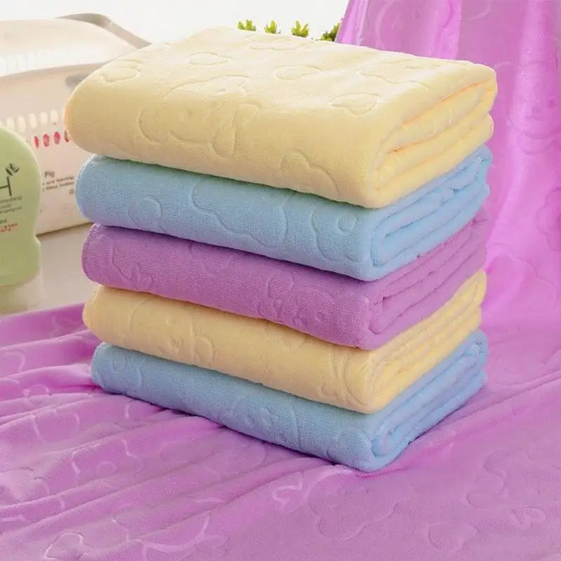 Soft Microfiber Bath Towels Highly Absorbent Cute Embossed Patterns For Home Shower Daily Cleaning Use+~