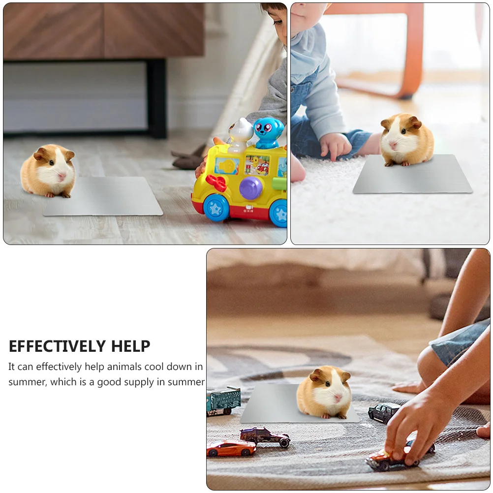 

4Pcs Lightweight Aluminium Cooling Pad Pet Ice Bed Rabbit Chinchilla Summer Mat Pet Supply