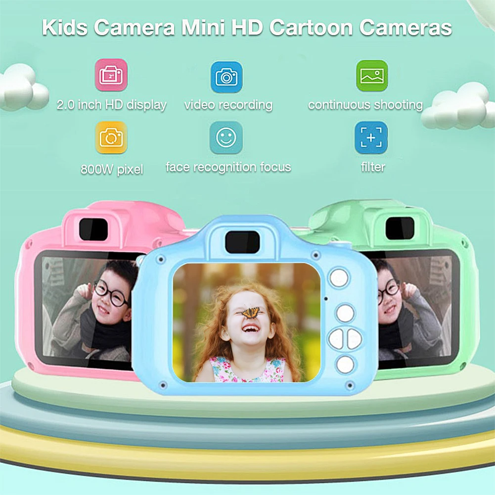 Mini Cartoon Camera Educational Toys For Children 2 Inch HD Screen Digital Camera Video Recorder Camcorder Toys For Kids Girls