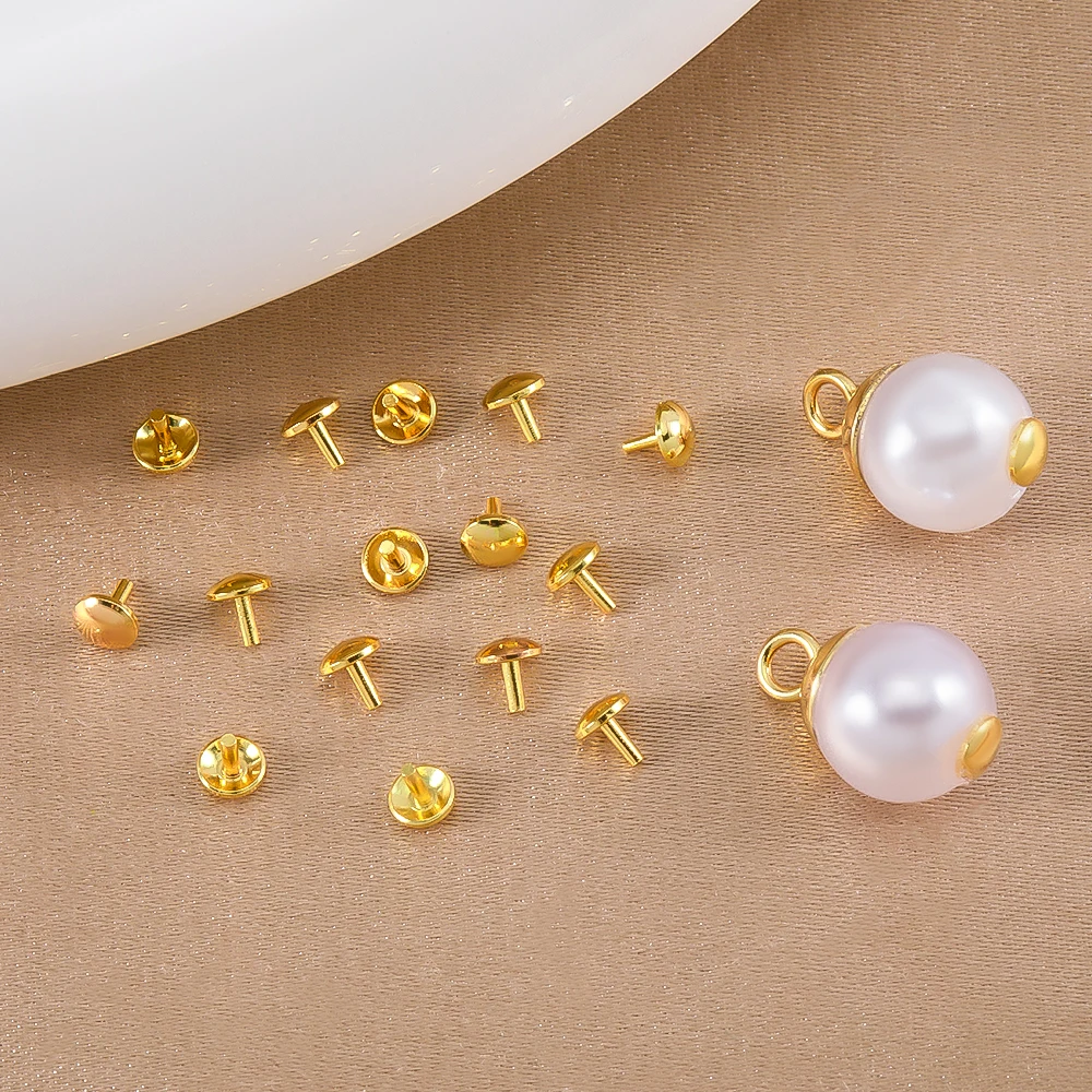 18K Gold Plated Brass Spacer Beads Caps Pearl hole blocking needle For Jewelry Making Necklace Beads Caps DIY Accessories