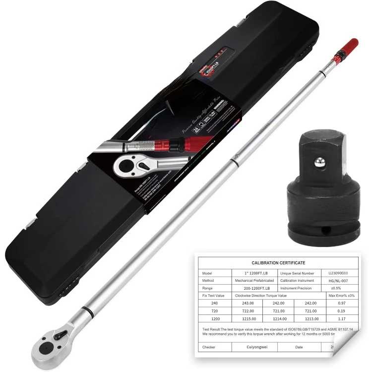 1 Inch Torque Wrench, 24 Tooth Torque Wrench 1'' Drive 200-1000FT.LB/271-1356.7N.M with a Solid Storage Case