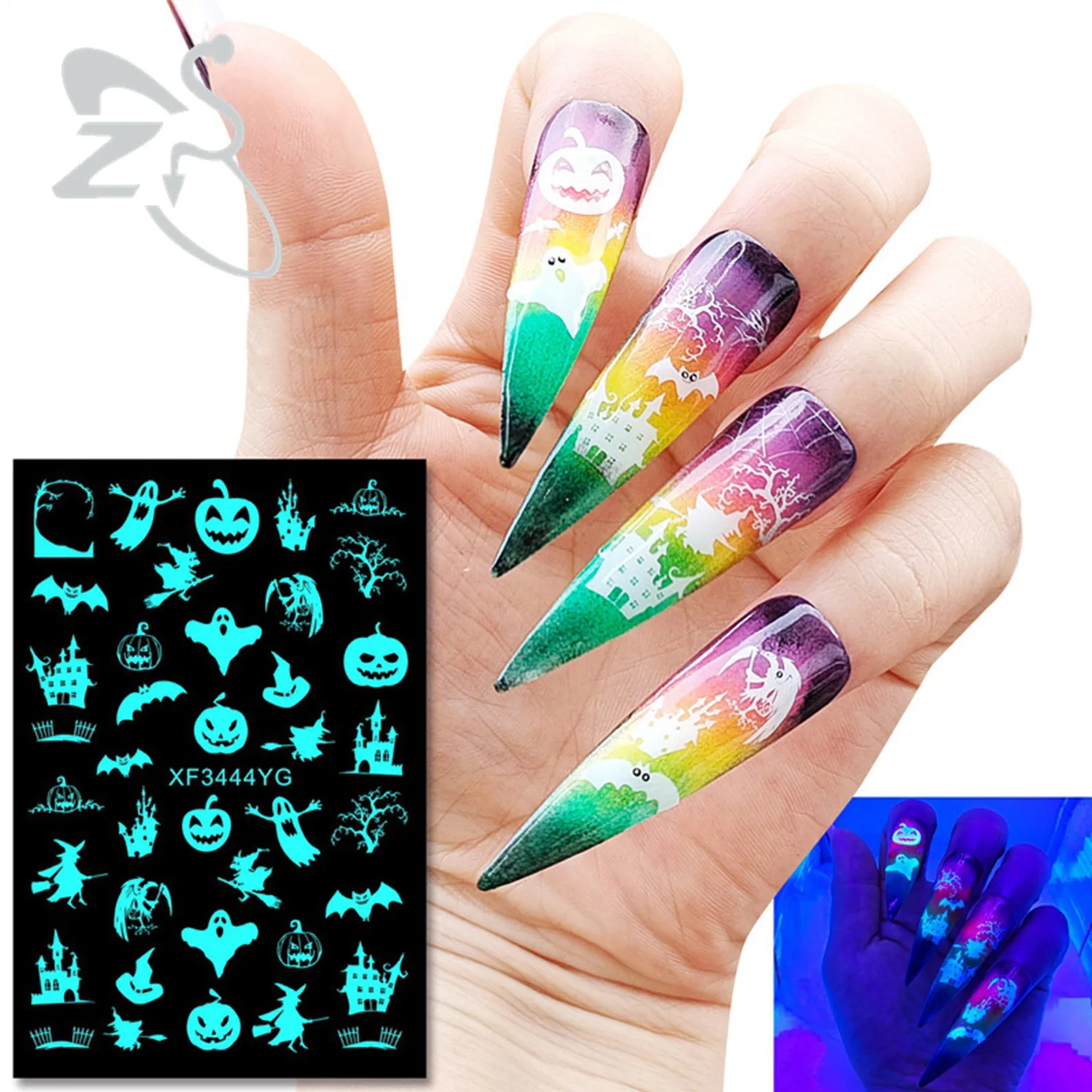 ZS 1PC Pumpkin Bat  Skull Waterproof Temporary Tattoo Sticker Halloween Spiders Ghost Fake Tatto Flash Tatoo Tato Jewelry ﻿