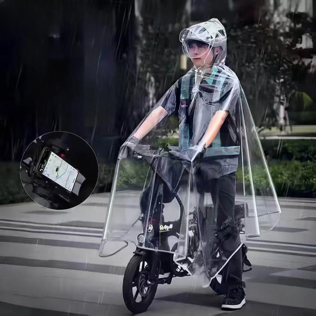 

Bike Riding Raincoat Transparent Full Body Driver Delivery Men's Bicycle Riding Equipment Single Person PVC Material