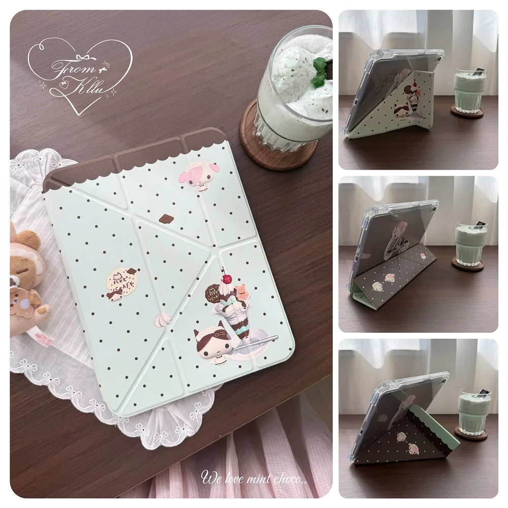 Polka Dots Sweet Cake ins Y2K Tablet Case For iPad Pro 11 13 M2 M4 M3 10.2 5/6th 7/8/9/10/11th Mini 6 7 Air 3 4 5 6 Stand Cover