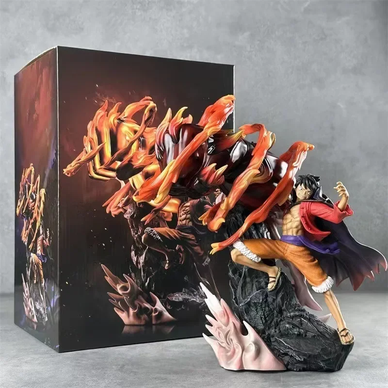 Fire Luffy GK ONE PIECE Series Ghost Island Daquan Luffy Figure High-quality Statue Box  Anime Figure