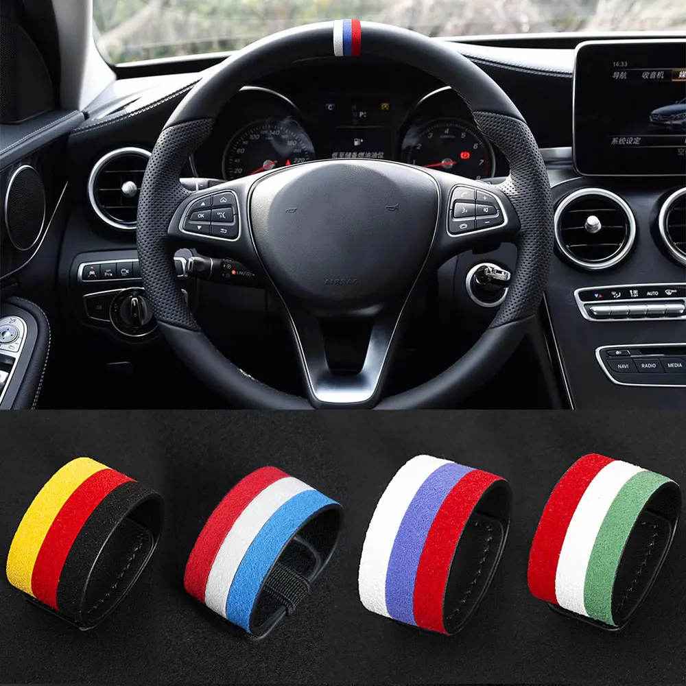 자동차 스티어링 휠 상단 마커, 테슬라 모델 Y 모델 3 X S 센터 라인, 레드 마킹, 슈퍼 스웨이드 장식 액세서리