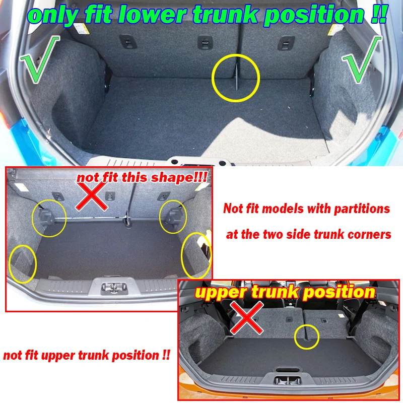 Fit For Ford Fiesta 2009 2010 2011 2012 2013 2014 2015 2016 2017 Hatchback Boot Liner Rear Trunk Mat Cargo Tray Floor Carpet