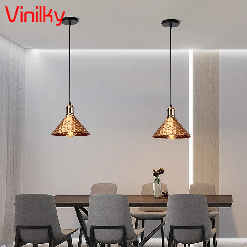 Retro Industrial Iron Pendant Lights Loft Curved Lid Creative Ceiling Chandelier Luminaire for Home Dining Room Decoration Lamps
