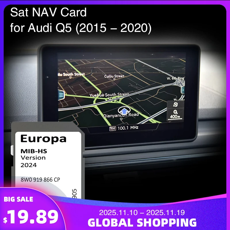 

2024 Update Europe UK Maps 8W0919866CP for Audi Q5 2015-2020 Car SD GPS Card 16GB MHS2 MIB-HS Navigation