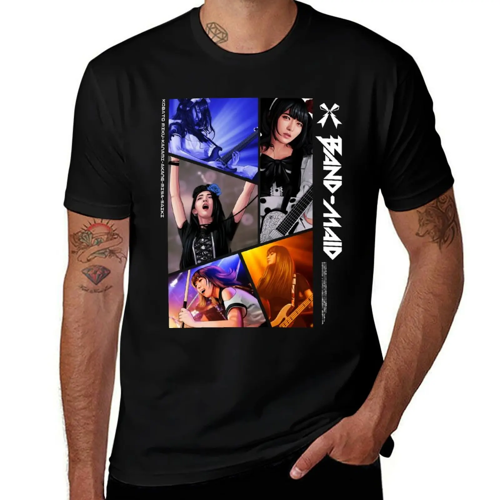 BAND-MAID PANEL (full) T-Shirt Sweat Resistant Workout Tee Shirt T-Shirt