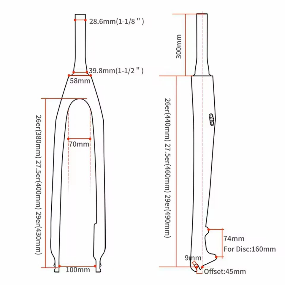TOSEEK M21 Bicycle Fork MTB Bike Fork T800 Carbon Rigid Fork 26er 27.5er 29er Mountain Bike Forks Tapered Fork 1-1/8