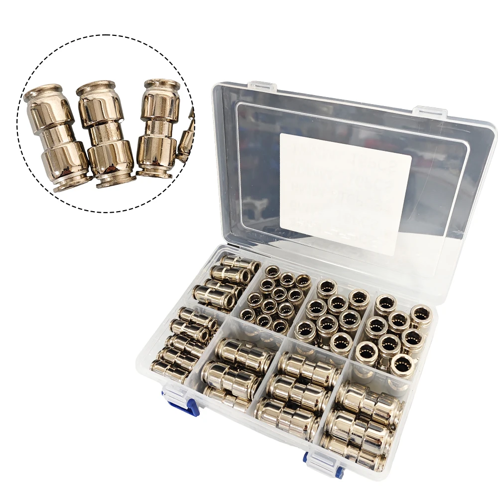 80Pcs Stainless Steel Pneumatic Quick Coupling Straight Push-in Fitting  for 4mm to 12mm Polyurethane Air Hose - view 2