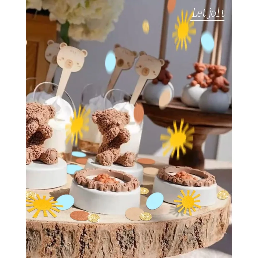 Sun Confetti Here Comes The Son Decor Baby Shower Boys Glitter Table Decoration Fit Trip Around the Sun Theme Party Golden Brow