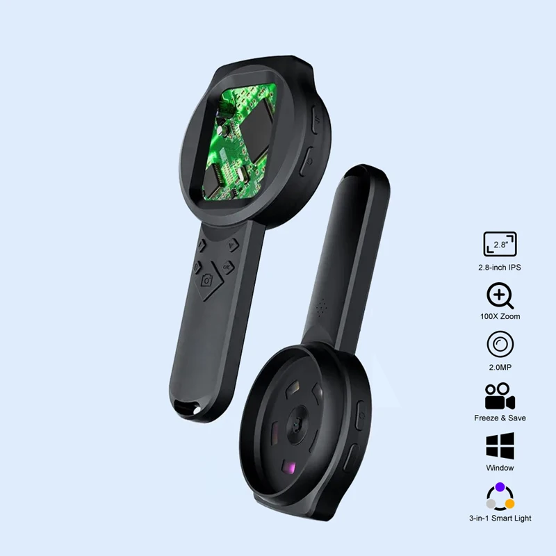 Protable Smart Magnifier Microscope 1080P 100X Mignifying Glass with 2.8'' IPS Screen for Electronics Repair Check Jewelry