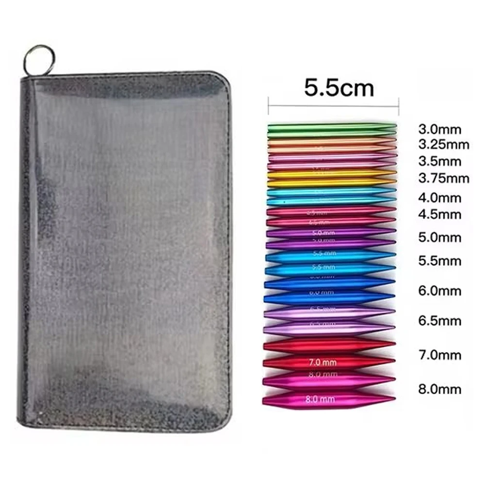 A Set of 37 Pieces of Knitting Tools Mini Short 5.5cm Removable Interchangeable Head Circular Needle DIY Set 12 Pairs 3.0-8.0mm