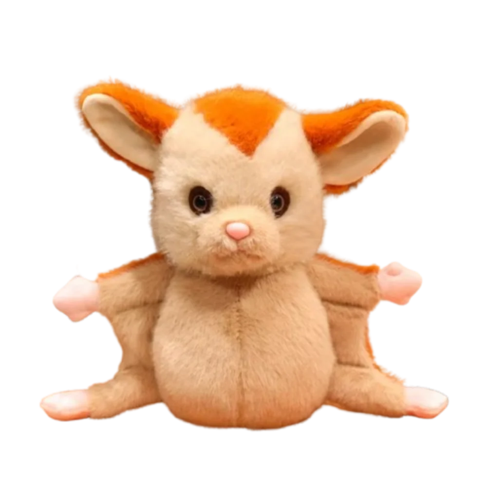 

25CM Flying Mouse Stuffed Animal Soft Material Orange Brown Sugar Glider Plush Toy Cute Cartoon Long Tail Flying Squirrel Plush
