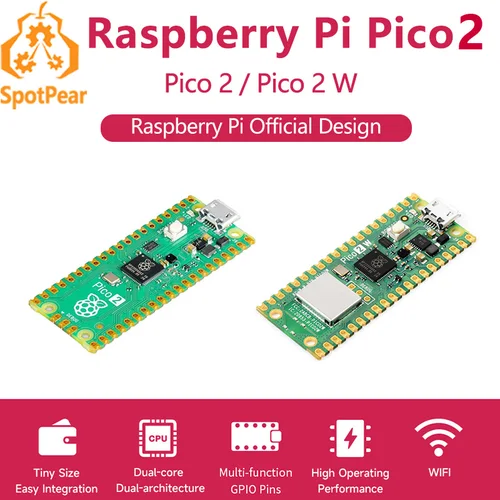 Raspberry Pi Pico 2 RP2350 Pico2 Opcional Pico2W 2 W ARM Cortex-M33 Y RISC-V Hazard3 520 KByte 4MByte QSPI Flash