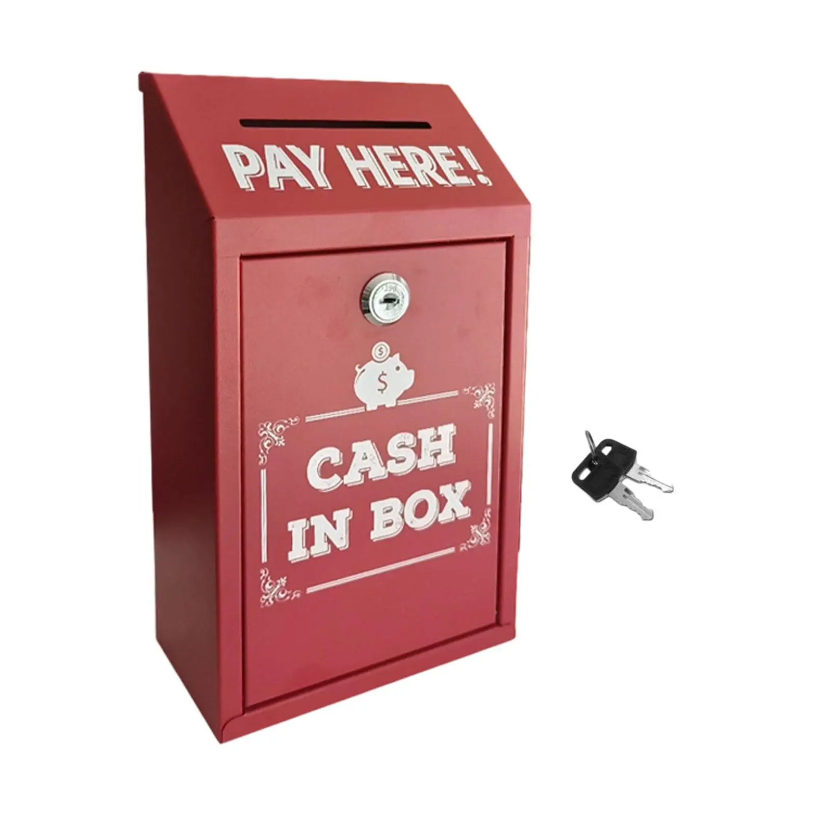 Iron Money Collection Box with Lock and Keys for Secure Cash Drop Donation Storage Multipurpose Case