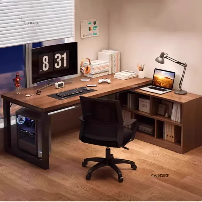 Computer Desks Corner Desk Bookshelf Integrated Table Workbench Simple Rental House Computer Table Bedroom Home L-shaped Desk F