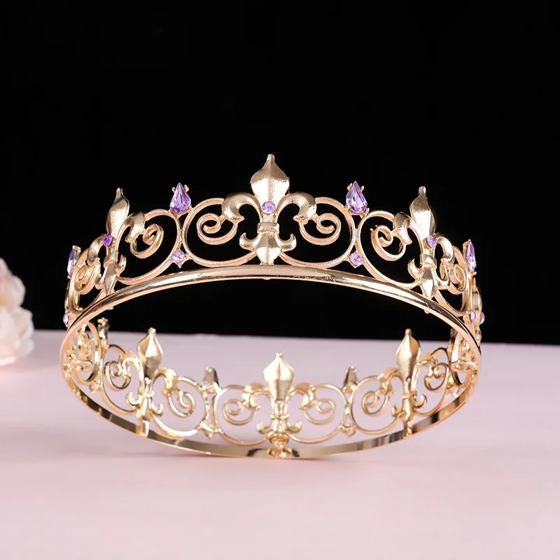 Men's Golden King Crown Headpiece Adult Birthday Crown Halloween Stage Opera Performance unisex Hair Crown
