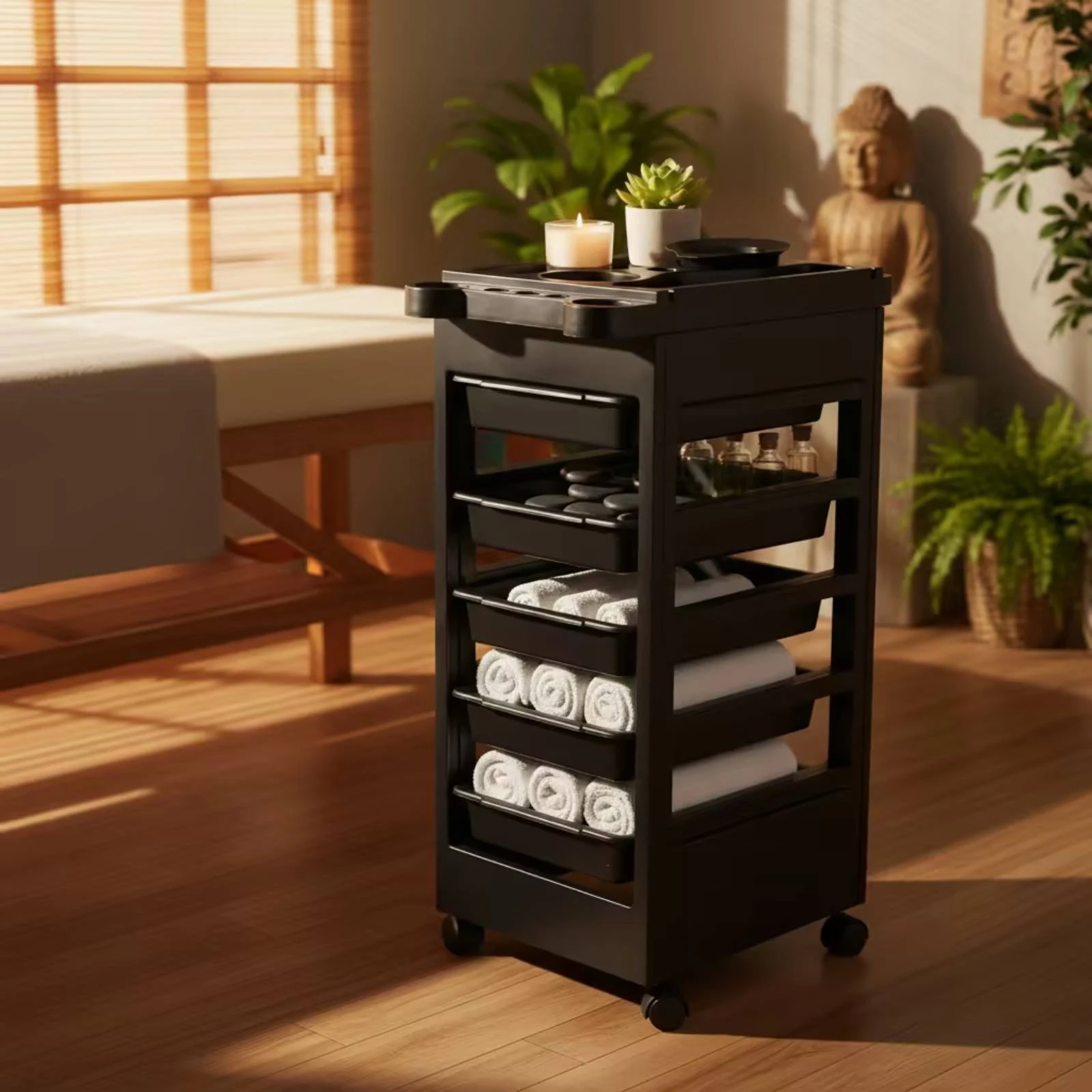 Hair Salon Storage Cart 5-Drawer Salon Trolley with Drawers Mobile Storage Cabinet AllAll-in-One Furniture Long-Lasting