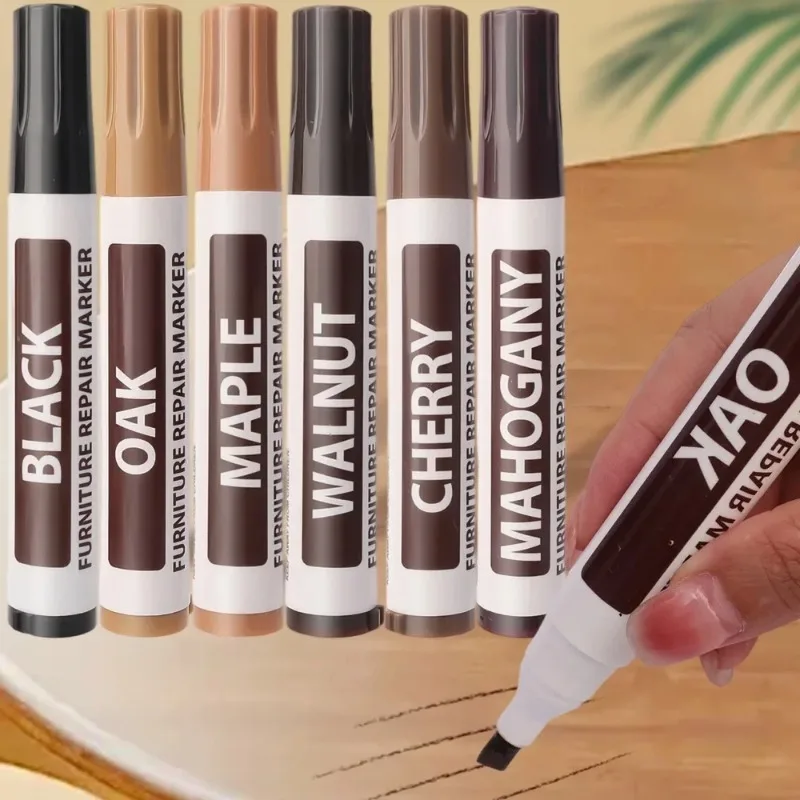 Furniture Repair Pen Wood Scratch Touch-up Marker Portable Coloring Repair Pen Waterproof Wood Filler for Cabinet Tables Floors