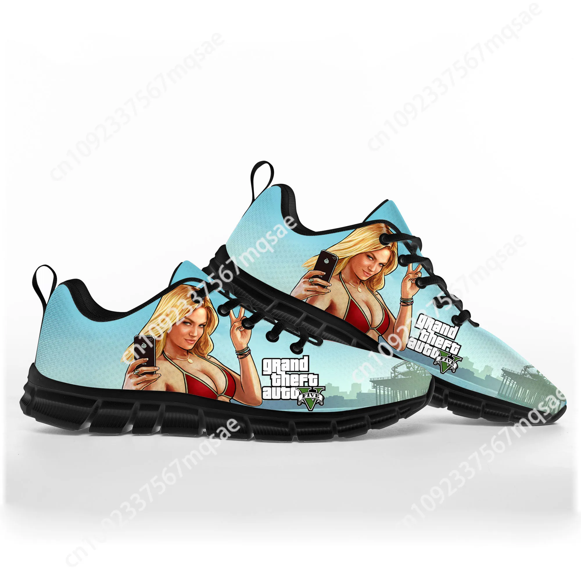 

Anime Cartoon Grand Theft Auto GTA V 5 Sports Shoes Mens Womens Teenager Kid Children Sneakers Casual Custom Quality Couple Shoe