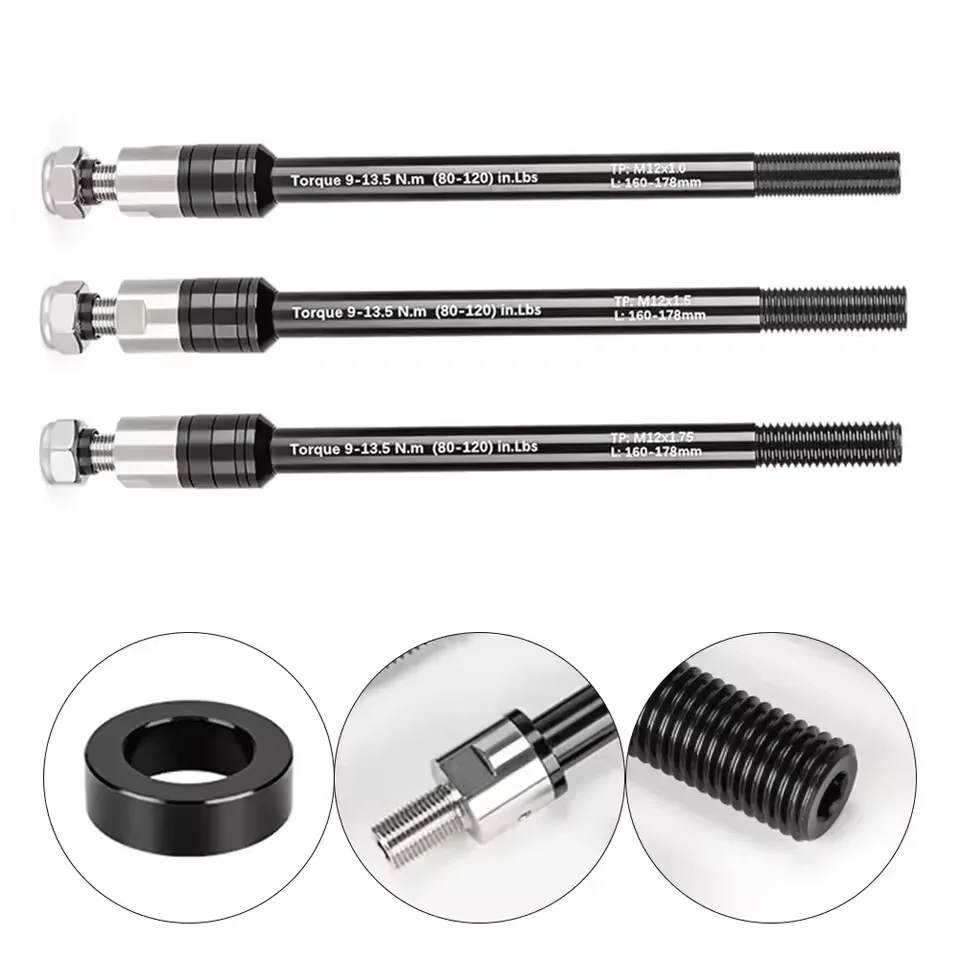 Eje pasante para remolque de bicicleta, eje de enganche para remolque de bicicleta de 160-178mm, eje de carga para remolque de bicicleta M12 P1.0/1.25/1.5/1.75