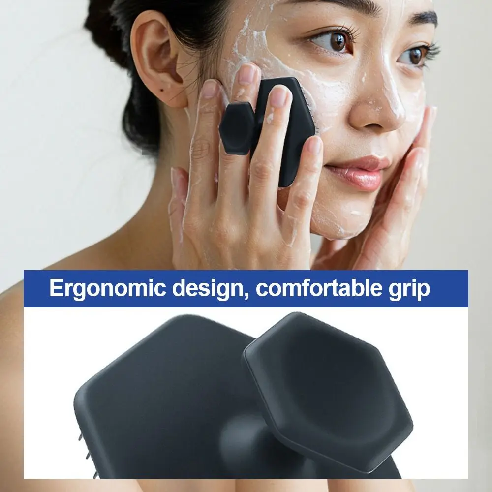 Silicone Facial Cleaning Brush No Slip Handle Mini Face Scrubber Deep Clean Massage Function Exfoliating Brush Facial Care