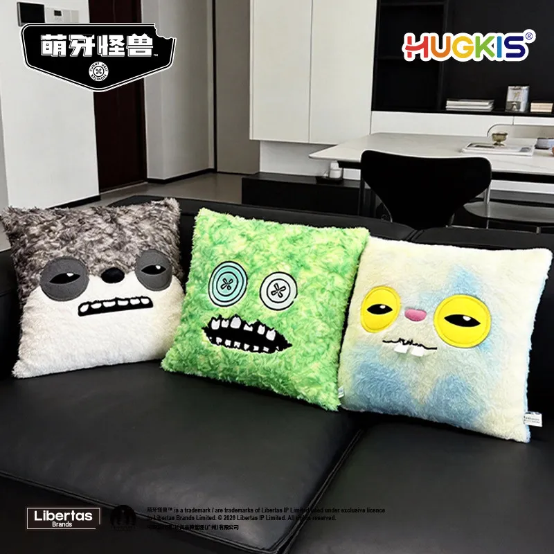 Kawaii HUGKIS X Fuggler Genuine Cute Monster Square Plush Pillow Sofa Cushion Ugly Cute Doll Girl Birthday Gift