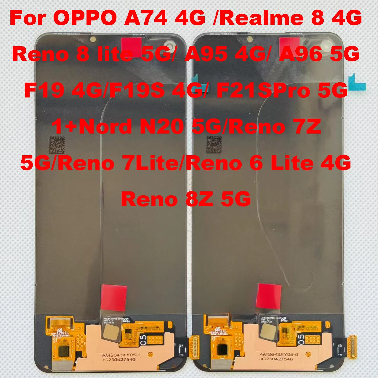 

6.43''Original AMOLED For Oppo A74 4G Realme 8 4G reno 8 lite 5G a95 4G A96 5G F19 4G LCD Display Screen Touch Panel Digitizer