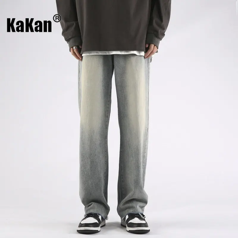 

Kakan - Spring/Summer New Vintage Wash Jeans Men's Wear, Loose Straight Barrel Occidental High Street Casual Long Jeans24-LQS909