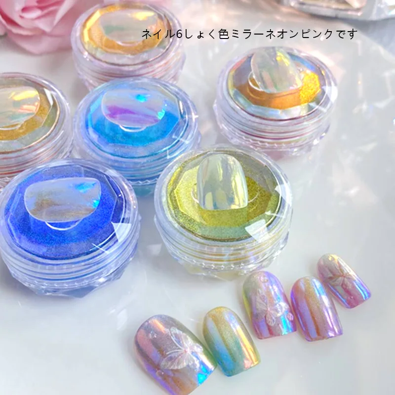 

TSZS Shiny Neon Holographic Nail Art Powder Colorful Pink Blue Yellow Neon Nail Mirror Powder Nail Decoration