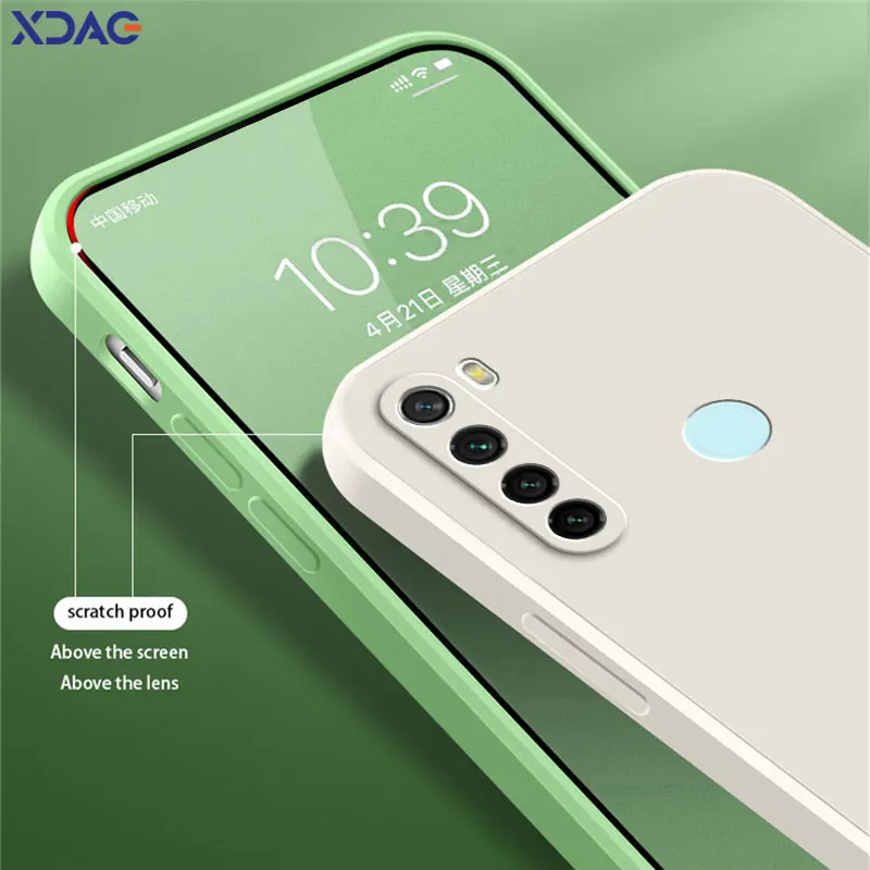 Square Liquid Back Cover for Xiaomi Redmi Note 8 Pro 2021 Soft Silicone 360 Shockproof Phone Case RedmiNote8 Note8Pro Funda Bags