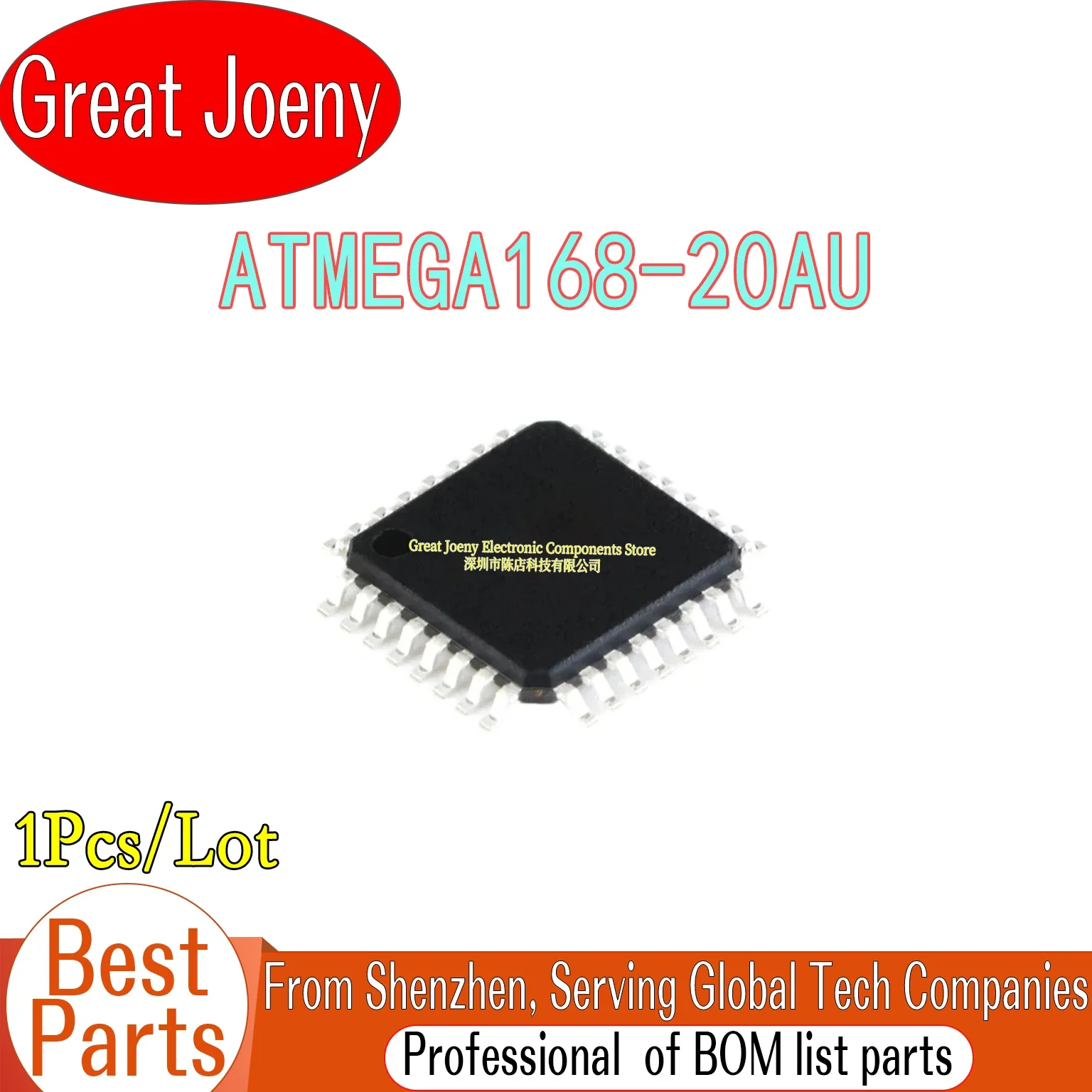 100% New Original ATMEGA168 ATMEGA168-20AU IC MCU Chipset TQFP-32 Bulk Best Price