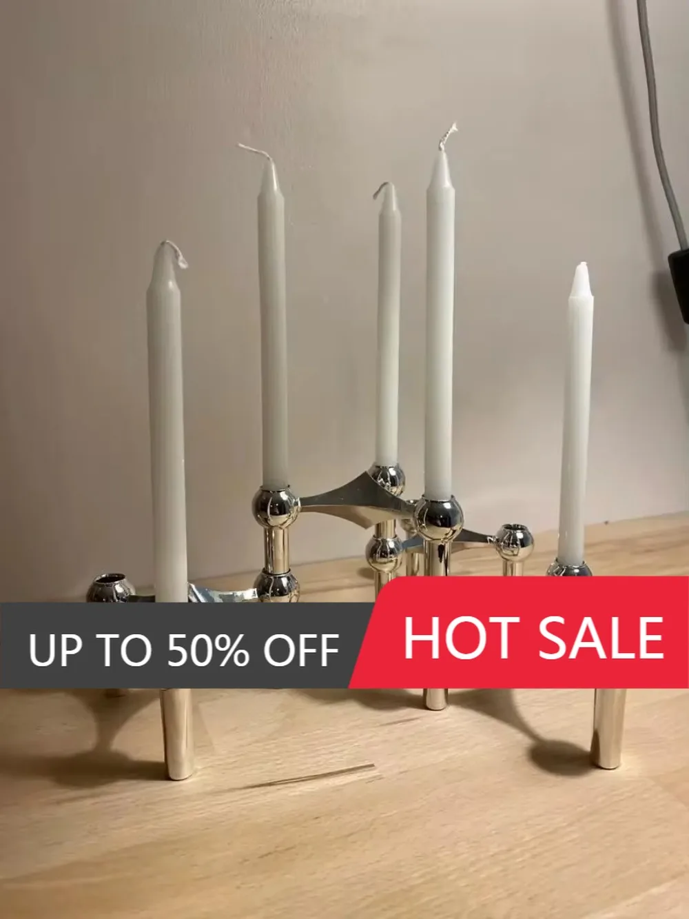 Metal Molecular Structure Candle Holder Nordic Silver Candlestick Centerpiece Living Room Decoration Gift Home Decore Candelabra