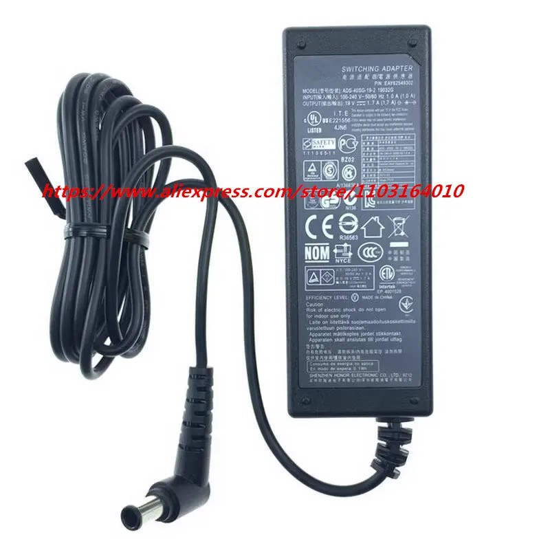New Original FOR LG 19V 1.7A ADS-40SG-19-3 19032G AC adapter Power supply Charger cord