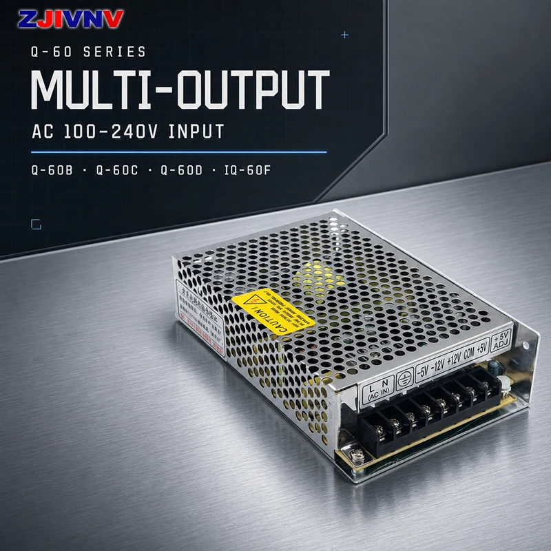 Q-60 Series 60W Multi-Output AC-DC Switching Power Supply 4-Channel Voltage Converter Q-60B Q-60C Q-60D IQ-60F for LED CNC CCTV