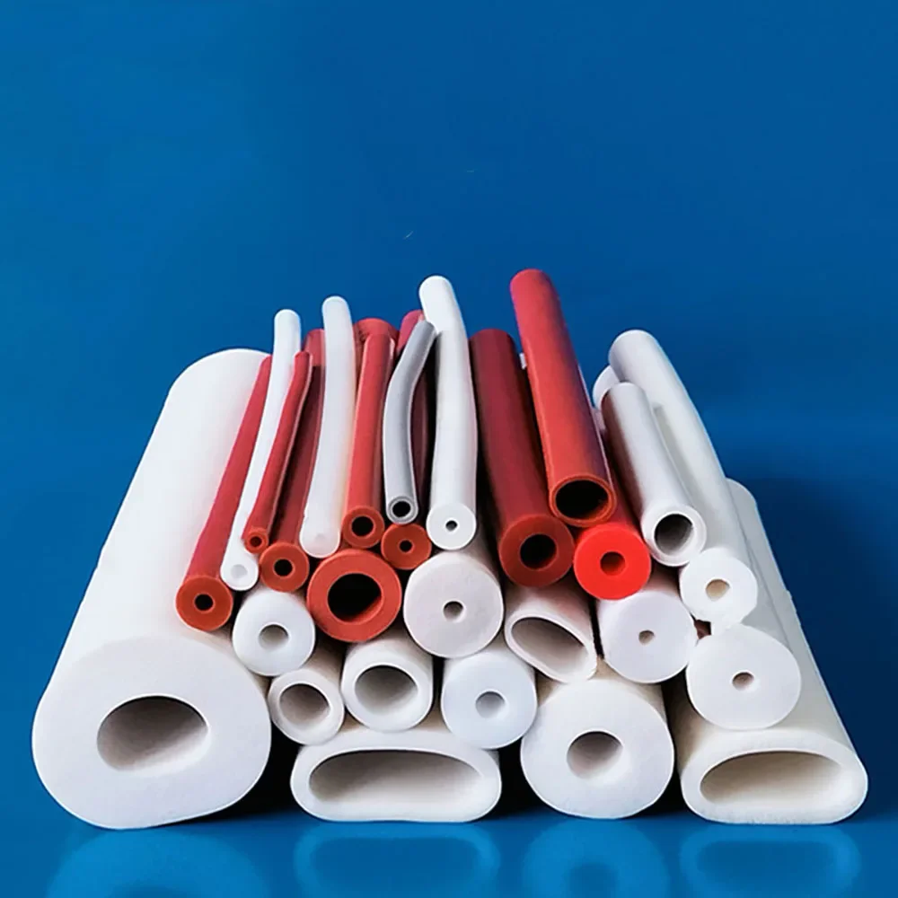 High Temp Resistant Silicone Tube 3-85mm Foam Silicone Rubber Hollow Round Hose Pipe Distribution Box Waterproof Sealing Strip