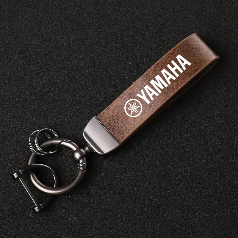 Leather Metal Motorcycle Key Ring Chain Keyring Buckle Pendant For YAMAHA MT09 MT10 YZF R1 R3 R6 FZ1 FZ8 Anti-lost Accessories