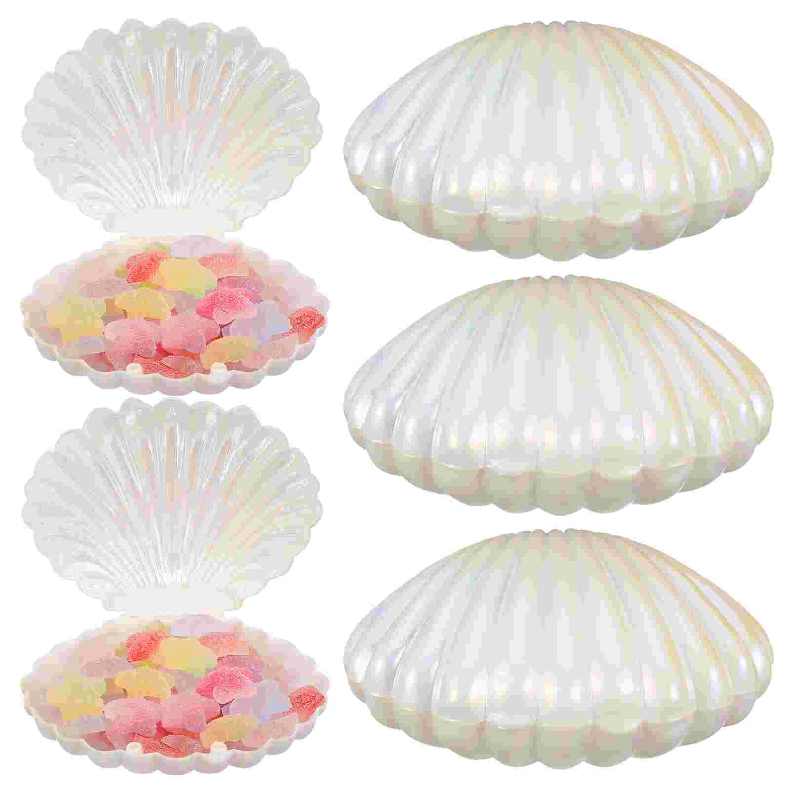 10 Pcs Pearl Candy Box Dish The Ring Holder Gift Party Favor Containers Plastic Seashell Small Boxes