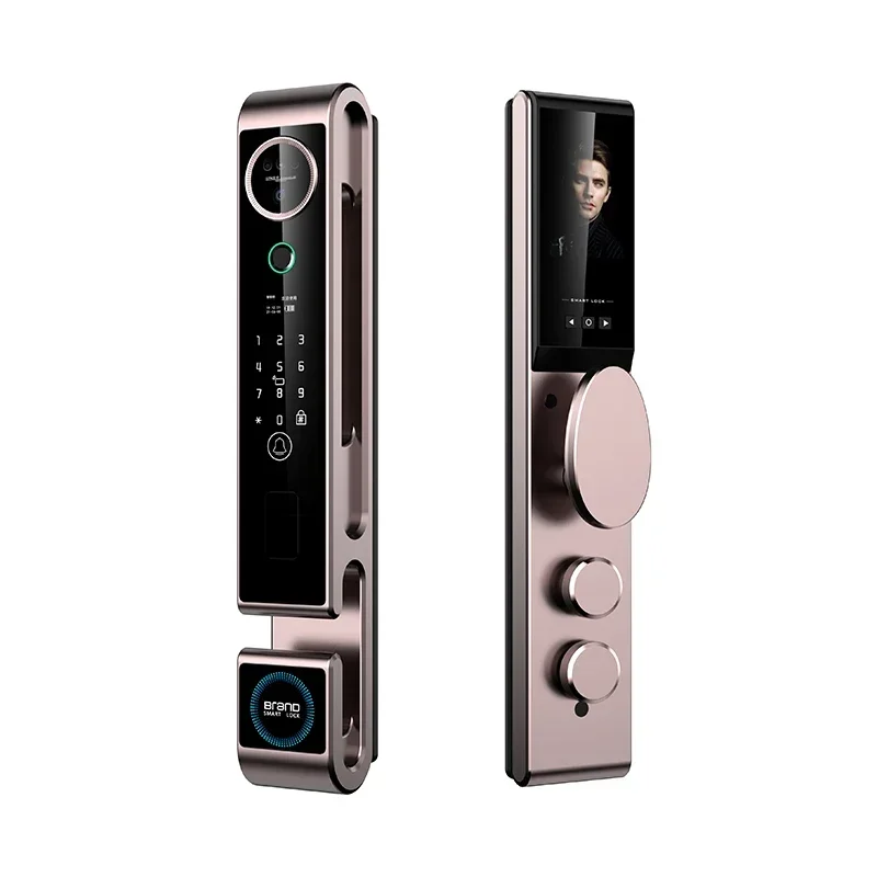 004 S666 3D Face Recognition Luxury Smart Lock Tuya WiFi Intercom Fingerprint Kuncipintu Card Passcode Digital Door Lock With Ca