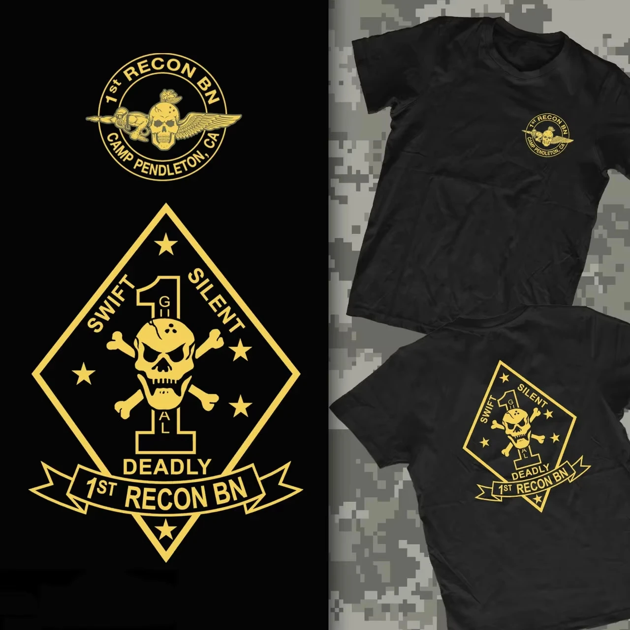 2026 Summer Camp Pendleton, CA . US Marine Corps 1st Recon Battalion T-Shirt O-Neck Short Sleeve for Men and Women