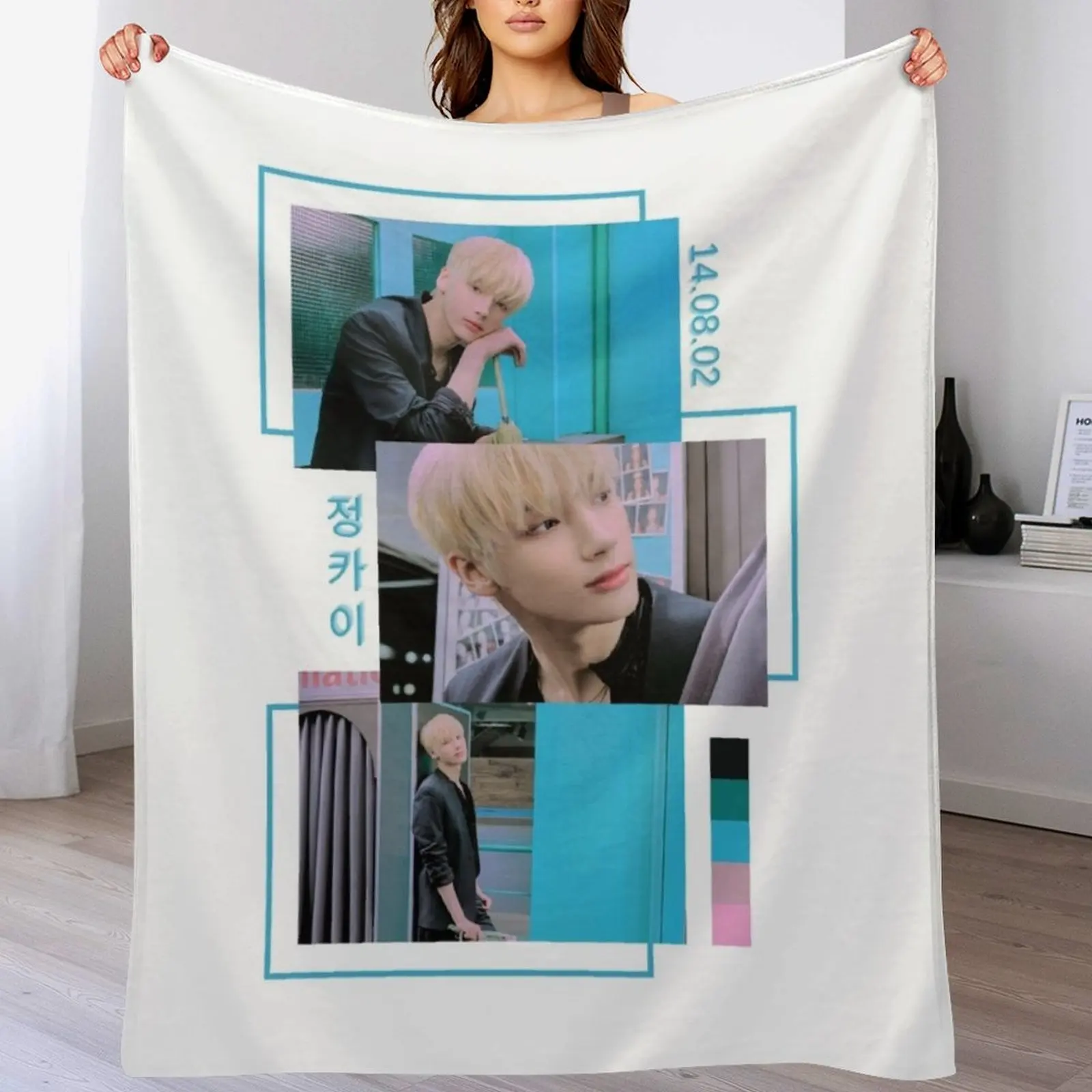 

New TXT Huening Kai FREEZE Concept Collage Throw Blanket Soft Plaid Retros Beach Blankets