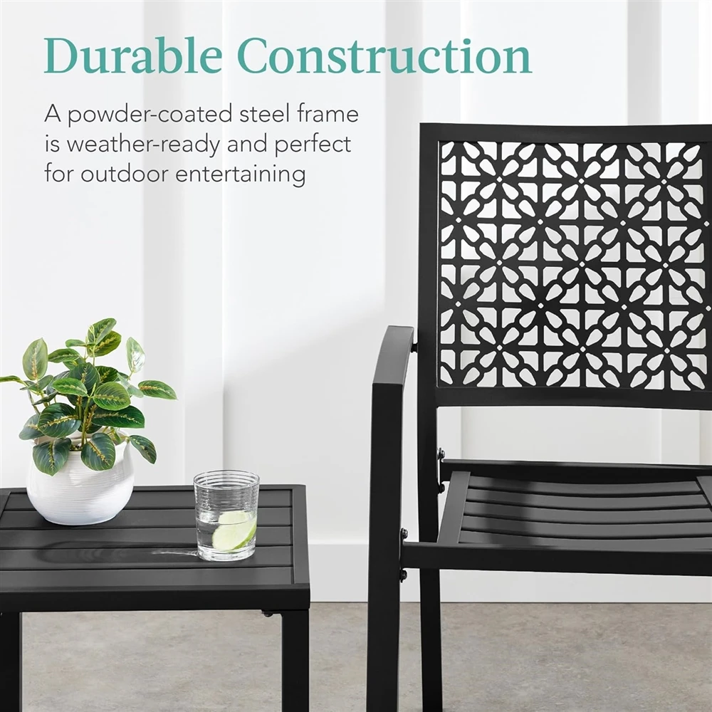 Direct Outdoor Stackable Patio Chairs Weatherproof Garden Balcony Dining Set