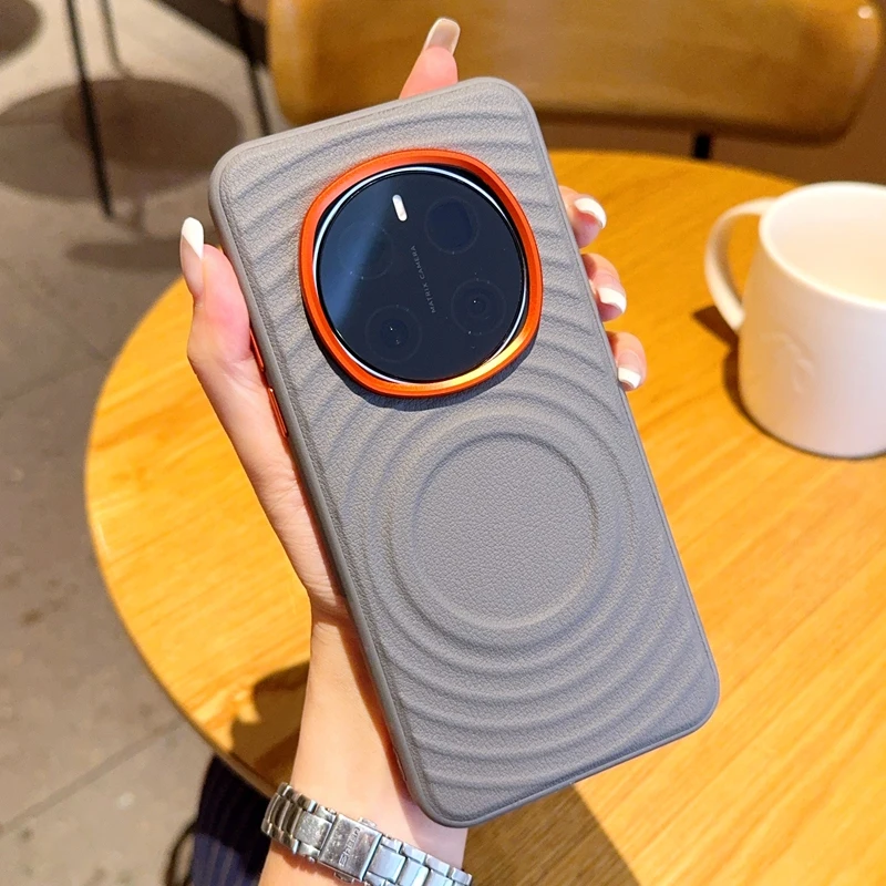 For Honor Magic 7 Pro 6 Pro Case Magnetic Ripple Pattern PU Leather Cover with Metal Camera Lens for HONOR Magic7