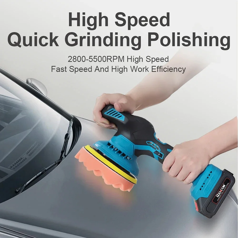 RDDSPON Cordless Electric Polisher 6 Gear Variable Speed Car Polishing Auto Waxing Sanding Power Tool For Makita 18V-21V Battery