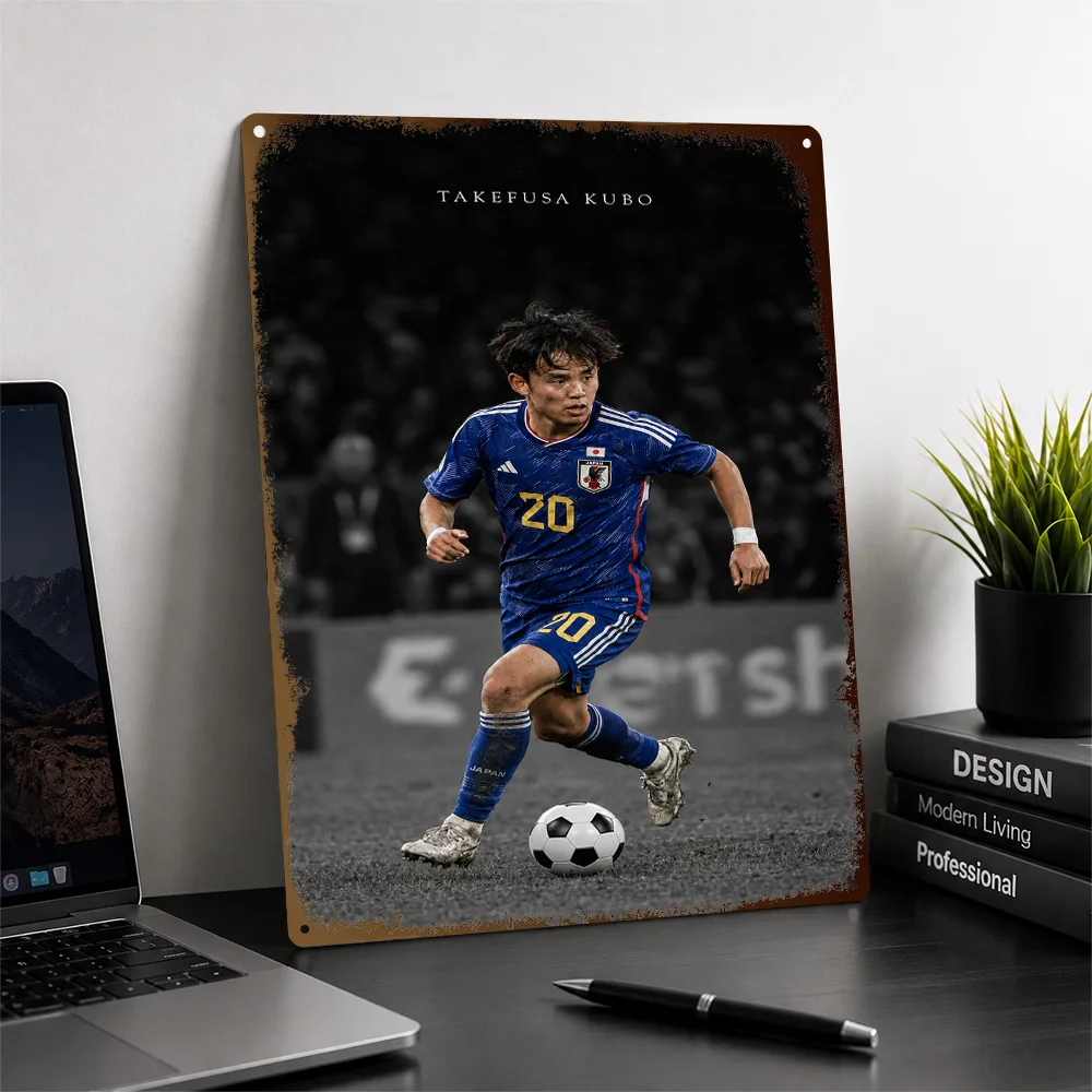 Takefusa Kubo Football Aluminum Poster Customized Metal Tin Sign Club Hero Design Wall Art Perfect For Dedicated Fans In Study