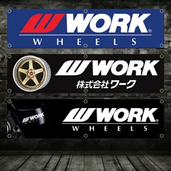 60X240cm Work Wheels Banner Flag Polyester Printed Garage Wall Art Outdoor Decorations Tapestry With Brass Grommets