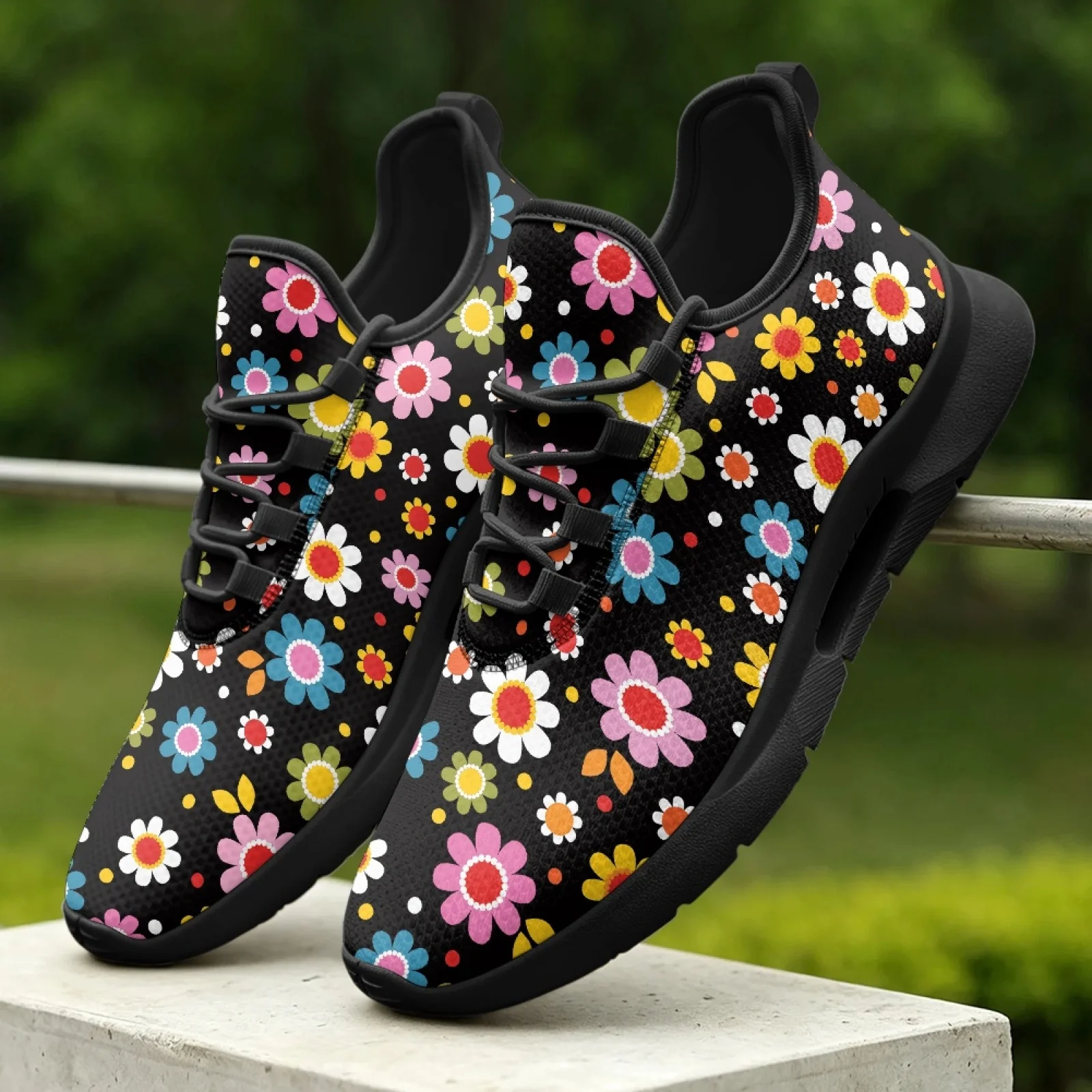 XIXIRIMIDO Women's Lace-up Casual Shoe Nurse Shoes Women's Sandals Men's Sneakers and Casual Shoes Tenis Feminino Skull Daisy